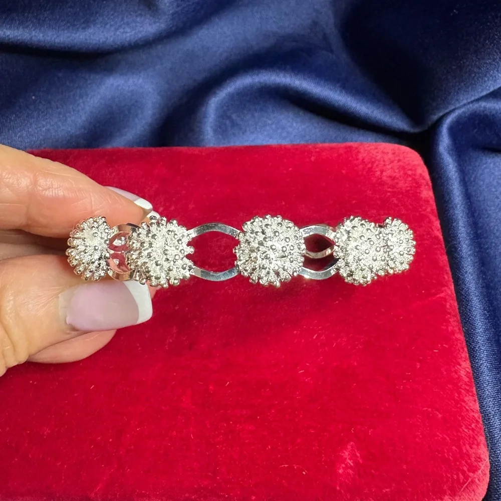 Cuff Bracelet Solid 925 Sterling Silver Floral Feminine Bridal
